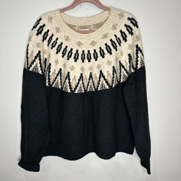 Lucky Brand Sweaters - Lucky Brand Fair Isle Nordic Sweater Womens Size XL Beige Brown Blend Cabincore